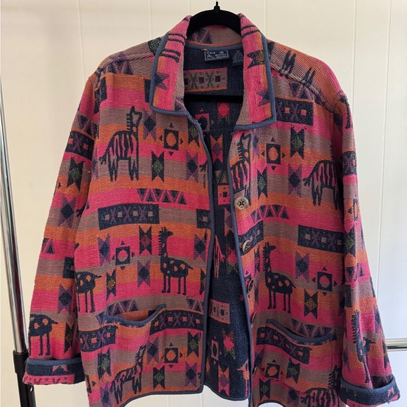 Jane Ashley Animal Print Tribal Pink Teddy Jacket Oversized Casual - Picture 4 of 6